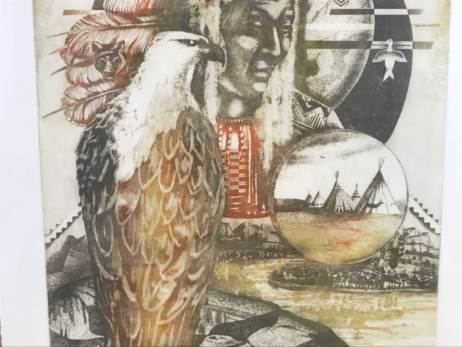 Limited Edition Etching By Gary Soszynski Titled 'Eagles Rest' 29 Of 50 With Certificate Of Authenticity On Back 29'W X 38'H [Photo 19]