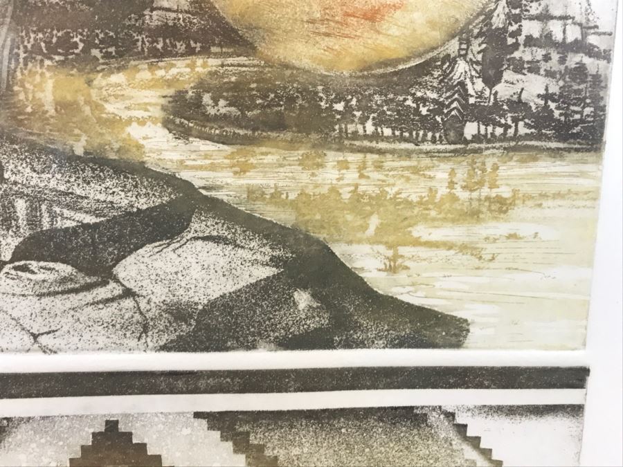 Limited Edition Etching By Gary Soszynski Titled 'Eagles Rest' 29 Of 50 With Certificate Of Authenticity On Back 29'W X 38'H [Photo 12]