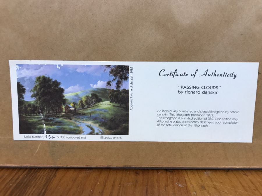 1983 Richard Danskin Limited Edition Lithograph Print Titled 'Passing Clouds' 236 Of 330 Hand Signed And Personalized 32'W X 24'H [Photo 17]