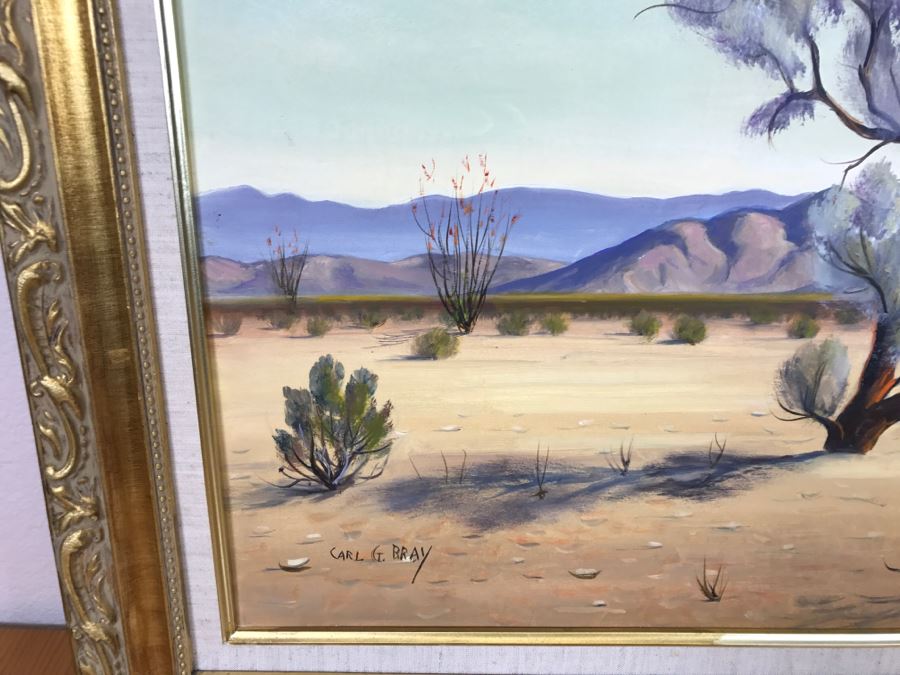 Carl G. Bray Original Oil Painting Of Desert Smoke Tree 30'W X 24'H [Photo 5]