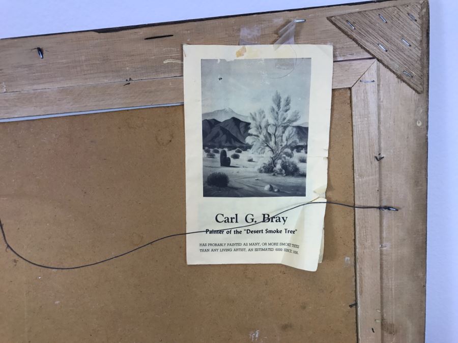 Carl G. Bray Original Oil Painting Of Desert Smoke Tree 30'W X 24'H [Photo 11]