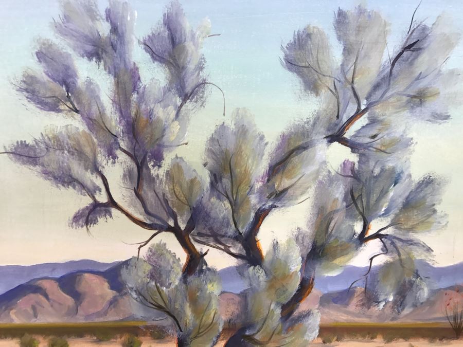Carl G. Bray Original Oil Painting Of Desert Smoke Tree 30'W X 24'H [Photo 7]