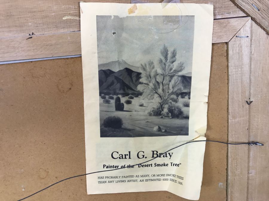 Carl G. Bray Original Oil Painting Of Desert Smoke Tree 30'W X 24'H [Photo 10]