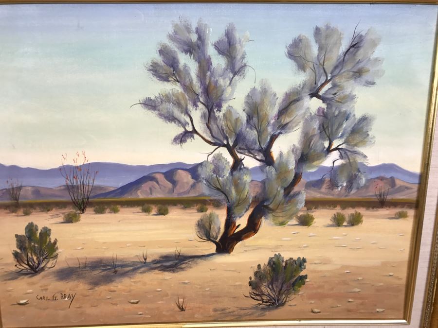 Carl G. Bray Original Oil Painting Of Desert Smoke Tree 30'W X 24'H [Photo 6]