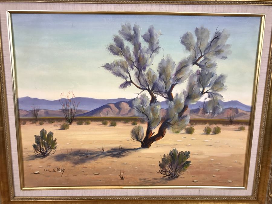 Carl G. Bray Original Oil Painting Of Desert Smoke Tree 30'W X 24'H [Photo 3]
