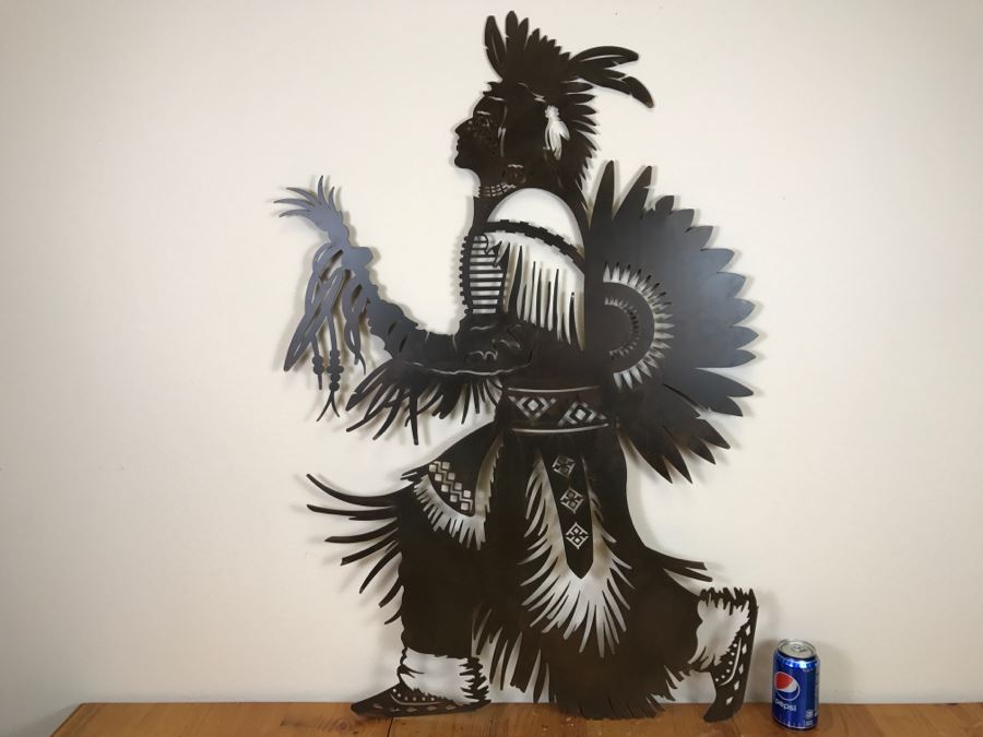 Wall-Mounted Metal Cut Out Of Native American 29'W X 42.5'H [Photo 3]
