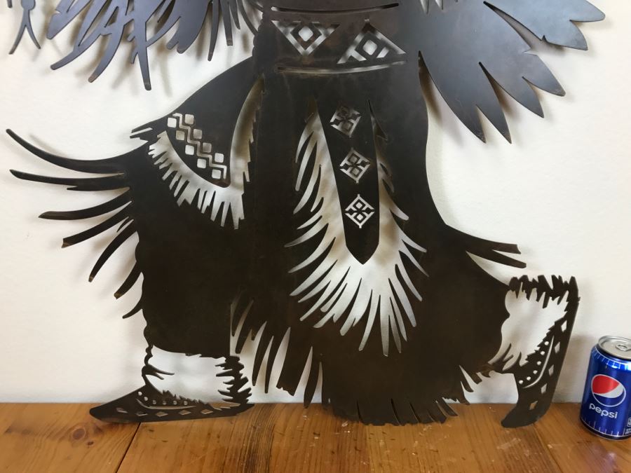 Wall-Mounted Metal Cut Out Of Native American 29'W X 42.5'H [Photo 8]