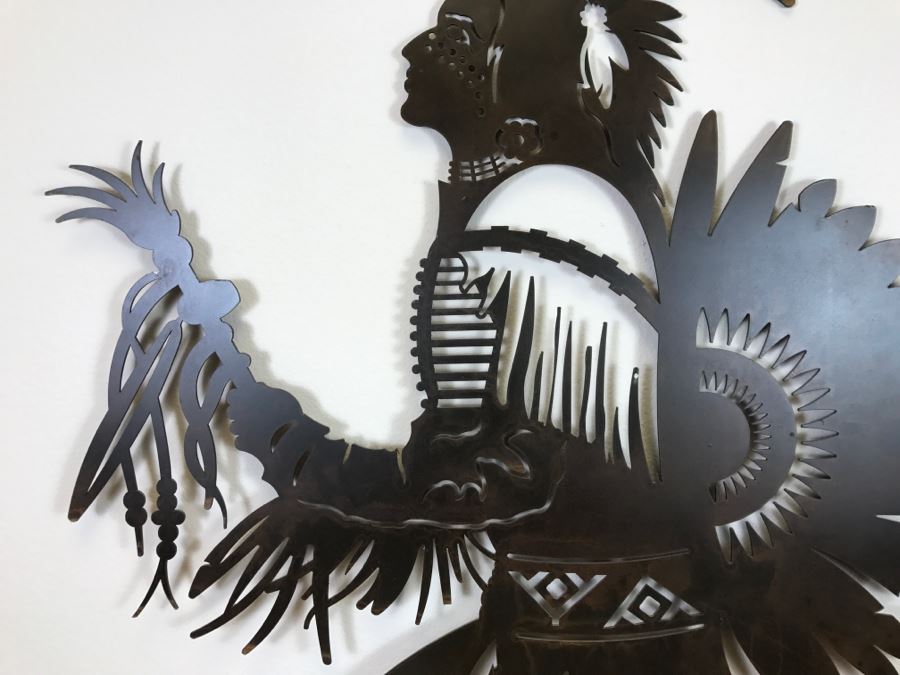 Wall-Mounted Metal Cut Out Of Native American 29'W X 42.5'H [Photo 5]