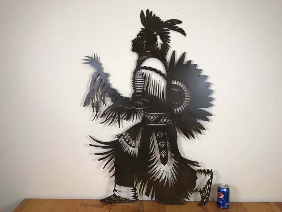 Wall-Mounted Metal Cut Out Of Native American 29'W X 42.5'H [Photo 2]