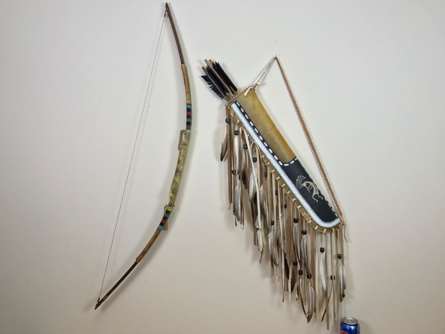 Native American Navajo Rawhide Arrow Quiver With (3) Arrows And Older ...