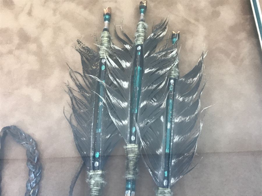 John Tracy III Reproduction Shadow Box Framed Arrow Quiver With (3) Arrows - Not Native American Made - 19.5'W X 38'H  [Photo 7]