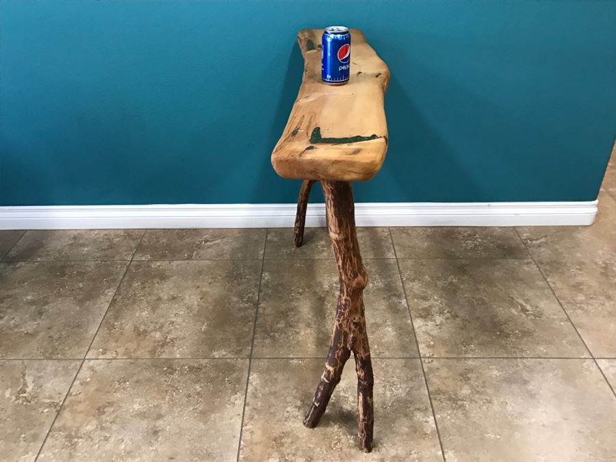 Folk Art Wooden Console Table With Turquoise Inlay On Top Of Table 40'W X 9'D X 31'H [Photo 15]