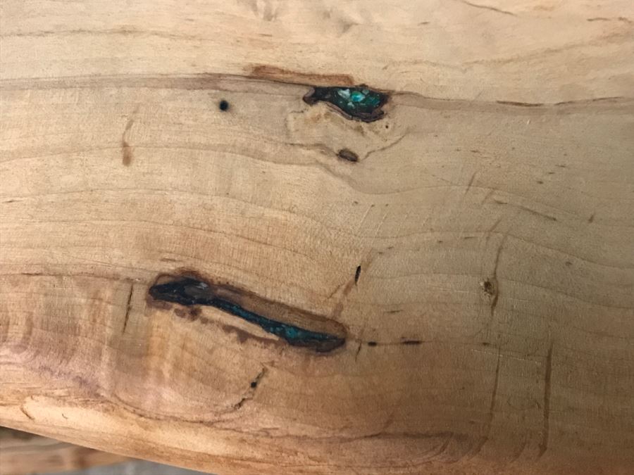 Folk Art Wooden Console Table With Turquoise Inlay On Top Of Table 40'W X 9'D X 31'H [Photo 7]