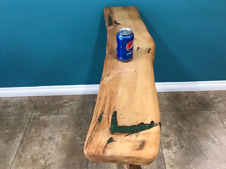 Folk Art Wooden Console Table With Turquoise Inlay On Top Of Table 40'W X 9'D X 31'H [Photo 16]