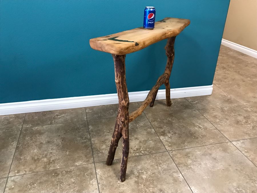 Folk Art Wooden Console Table With Turquoise Inlay On Top Of Table 40'W X 9'D X 31'H [Photo 11]