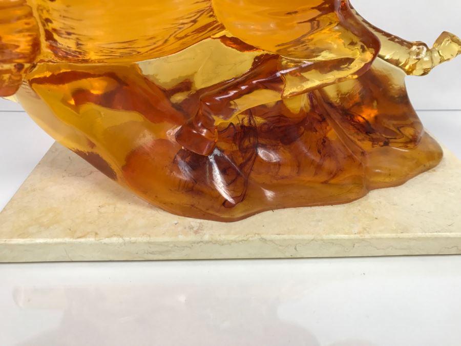 Vintage Resin Horse Sculpture On Travertine Base [Photo 6]