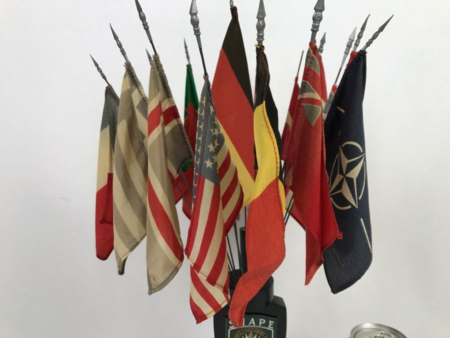 Mid-Century SHAPE Office Of Air Deputy Trophy Featuring Flags Of The World [Photo 2]