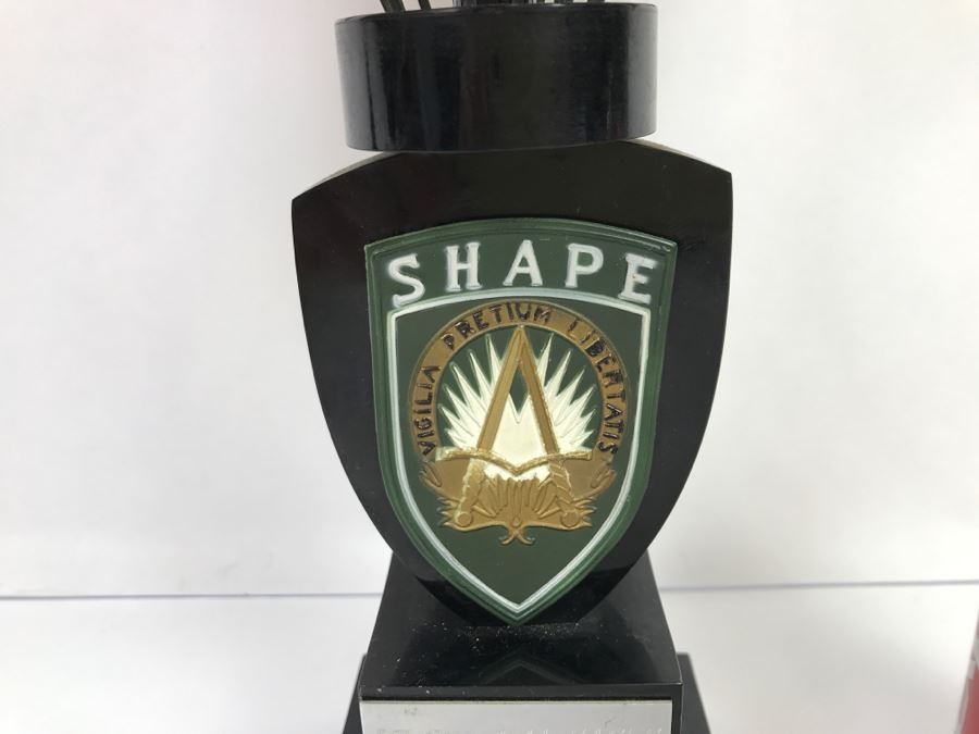 Mid-Century SHAPE Office Of Air Deputy Trophy Featuring Flags Of The World [Photo 7]