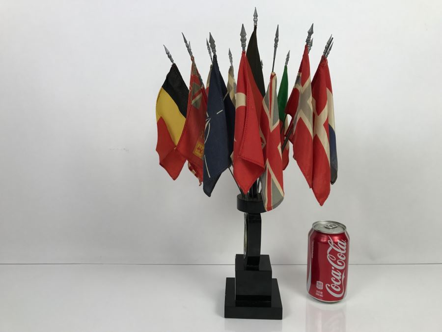 Mid-Century SHAPE Office Of Air Deputy Trophy Featuring Flags Of The World [Photo 12]