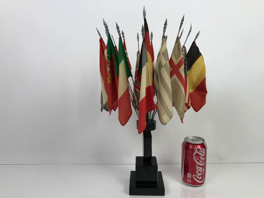 Mid-Century SHAPE Office Of Air Deputy Trophy Featuring Flags Of The World [Photo 10]