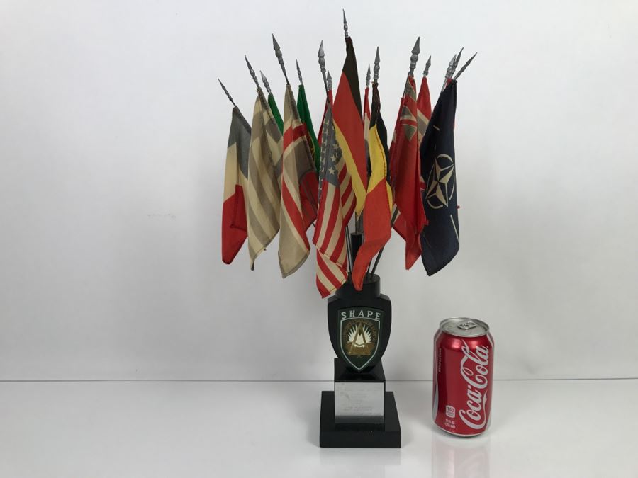 Mid-Century SHAPE Office Of Air Deputy Trophy Featuring Flags Of The World [Photo 13]