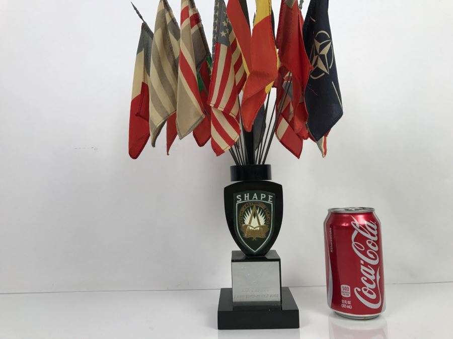 Mid-Century SHAPE Office Of Air Deputy Trophy Featuring Flags Of The World [Photo 14]