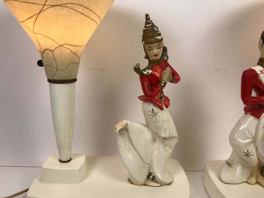 Pair Of Mid-Century Lamps - Note Repair To One Lamp In Photos [Photo 7]