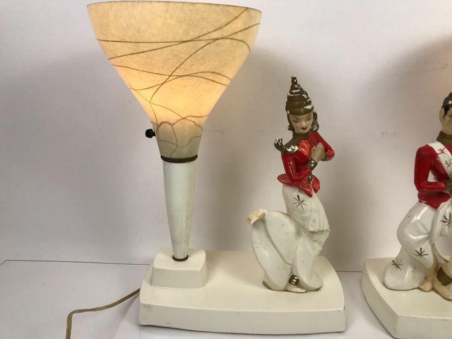 Pair Of Mid-Century Lamps - Note Repair To One Lamp In Photos [Photo 5]