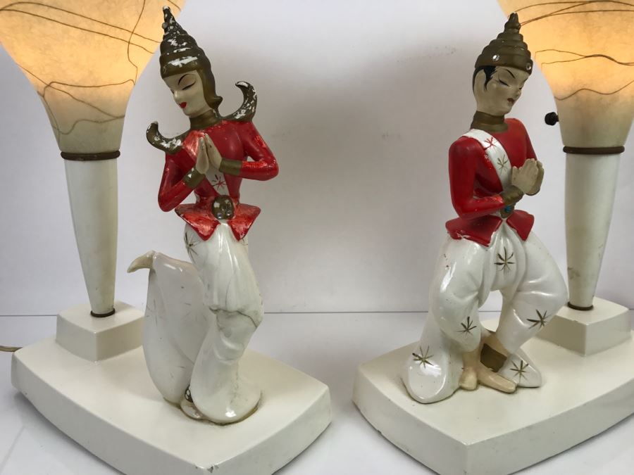 Pair Of Mid-Century Lamps - Note Repair To One Lamp In Photos [Photo 11]