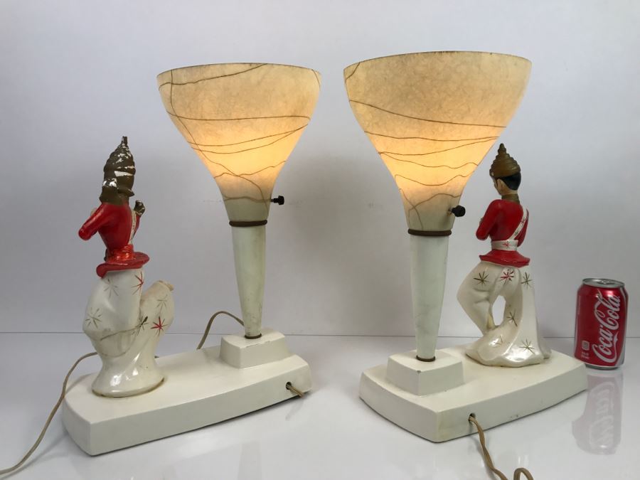Pair Of Mid-Century Lamps - Note Repair To One Lamp In Photos [Photo 20]