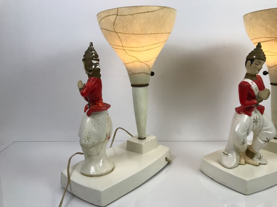 Pair Of Mid-Century Lamps - Note Repair To One Lamp In Photos [Photo 12]