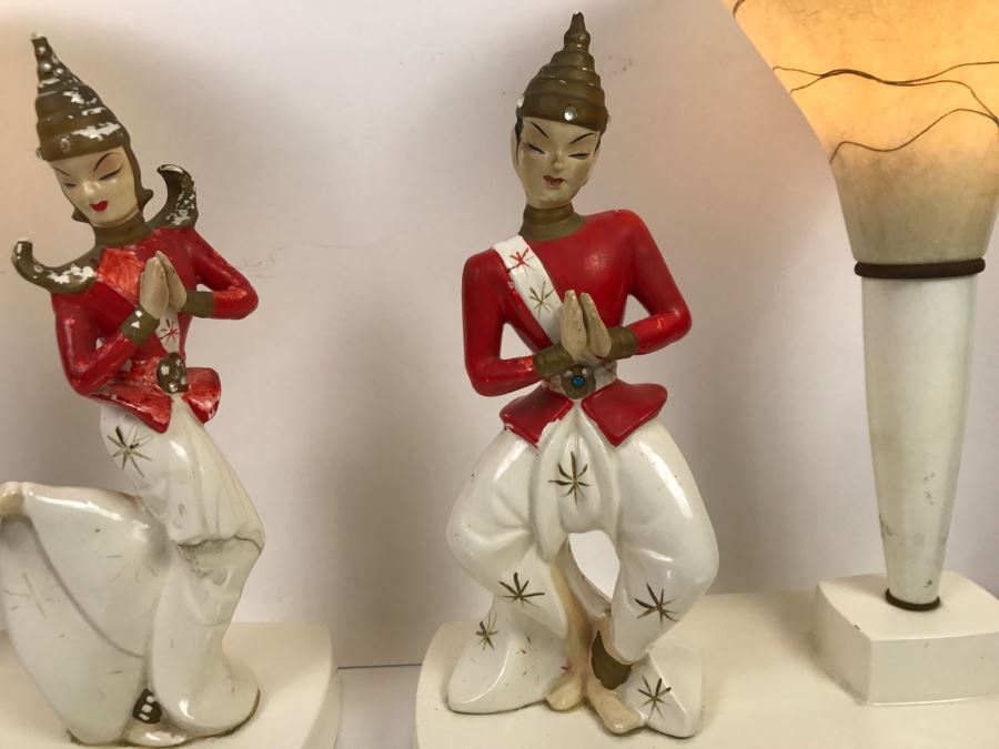 Pair Of Mid-Century Lamps - Note Repair To One Lamp In Photos [Photo 6]