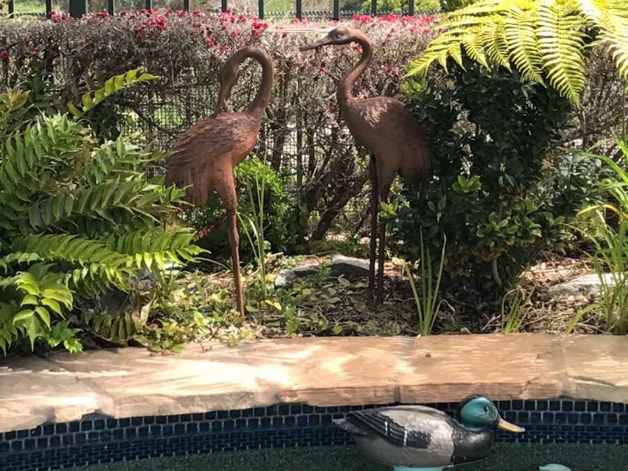 Pair Of Metal Lawn Ornament Egrets [Photo 5]