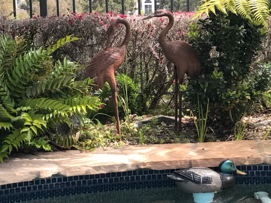 Pair Of Metal Lawn Ornament Egrets [Photo 3]