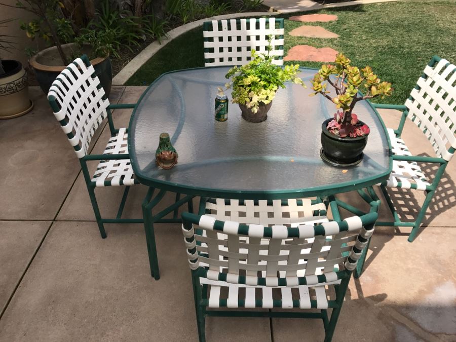 Outdoor Aluminum Table With (4) Chairs 4'W X 26'H [Photo 5]