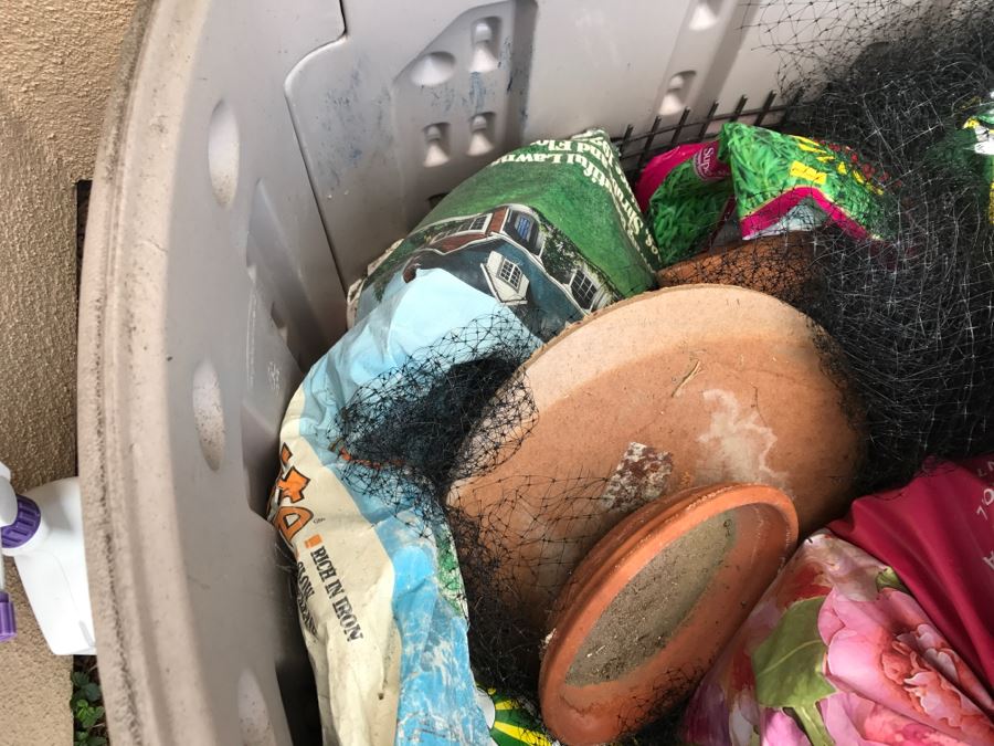 Rubbermaid Plastic Outdoor Storage Shed With Gardening Supplies (See Photos) 43'W X 26'D X 22'H [Photo 6]