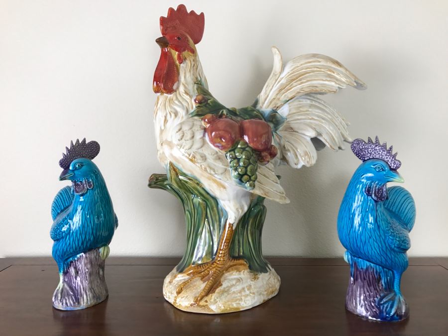 Set Of (3) Ceramic Roosters [Photo 2]