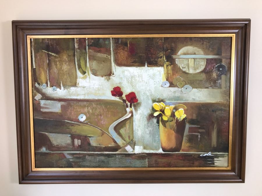 Abstract Still Life Oil Painting By Cole 42' X 30'