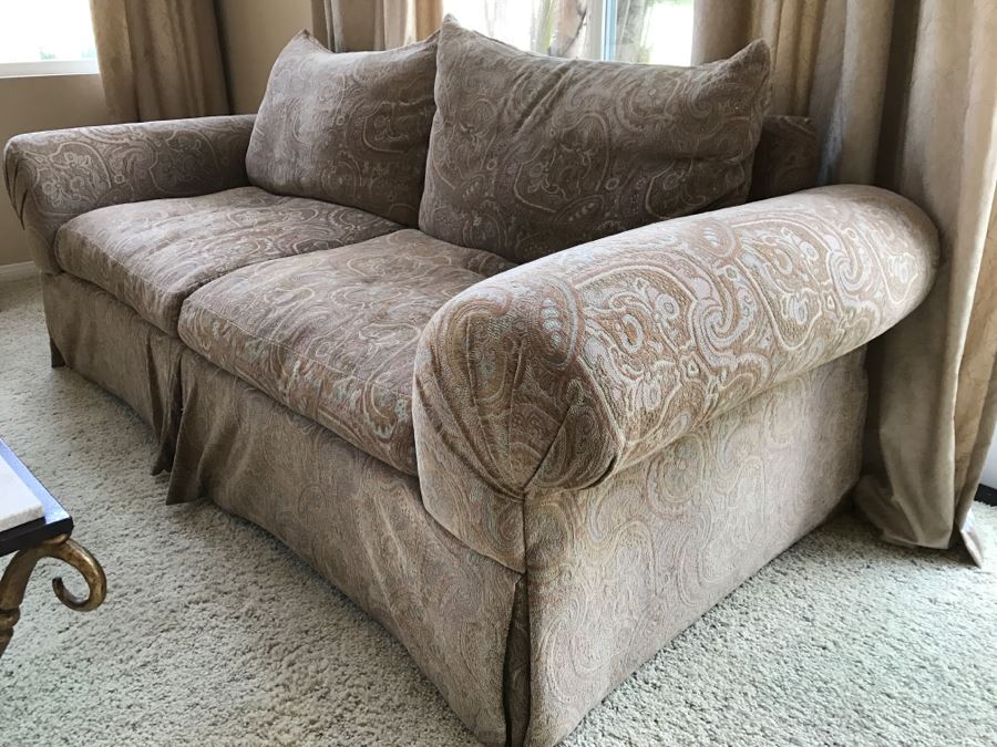 Down Filled Sofa Light Brown Tone 90'W X 41'D X 31'H