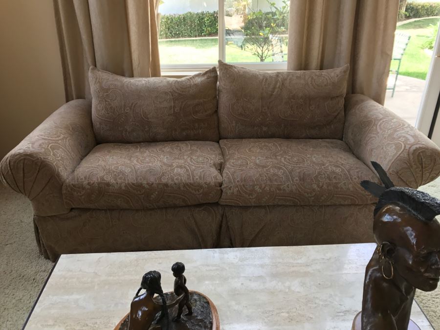 Down Filled Sofa Light Brown Tone 90'W X 41'D X 31'H [Photo 8]