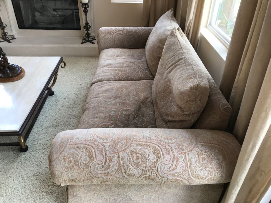 Down Filled Sofa Light Brown Tone 90'W X 41'D X 31'H [Photo 5]