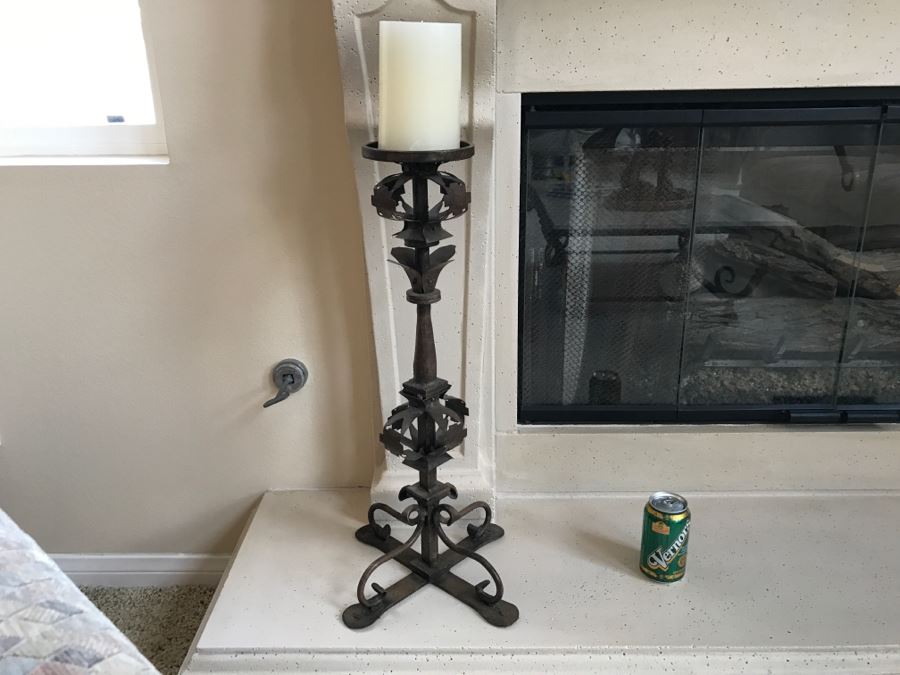 Pair Of Large Wrought Iron Candle Holders 25'H [Photo 2]