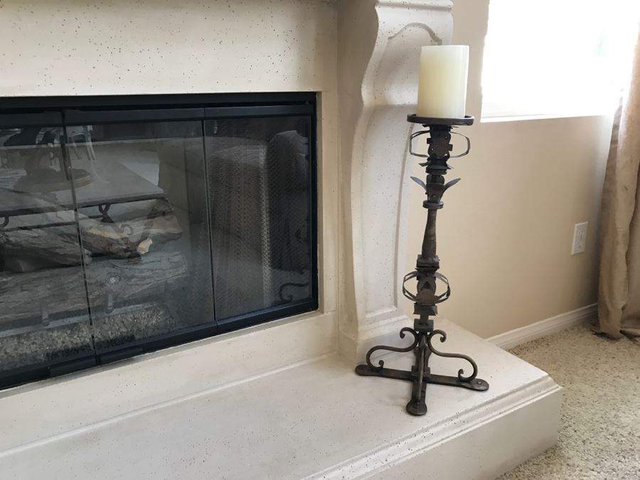 Pair Of Large Wrought Iron Candle Holders 25'H [Photo 3]