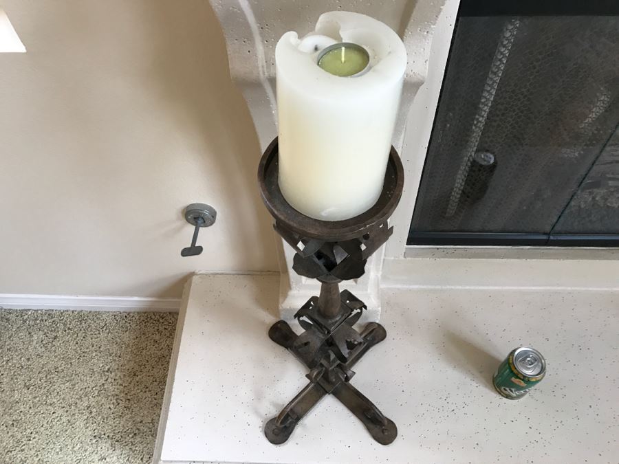Pair Of Large Wrought Iron Candle Holders 25'H [Photo 4]