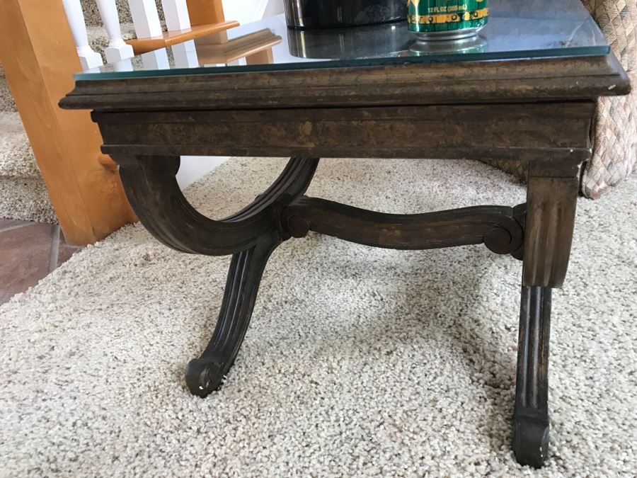 Wood Art Creations Side Table Finish By Gordon Tulsa, OK With Glass Top 25'W X 19'D X 17'H [Photo 5]