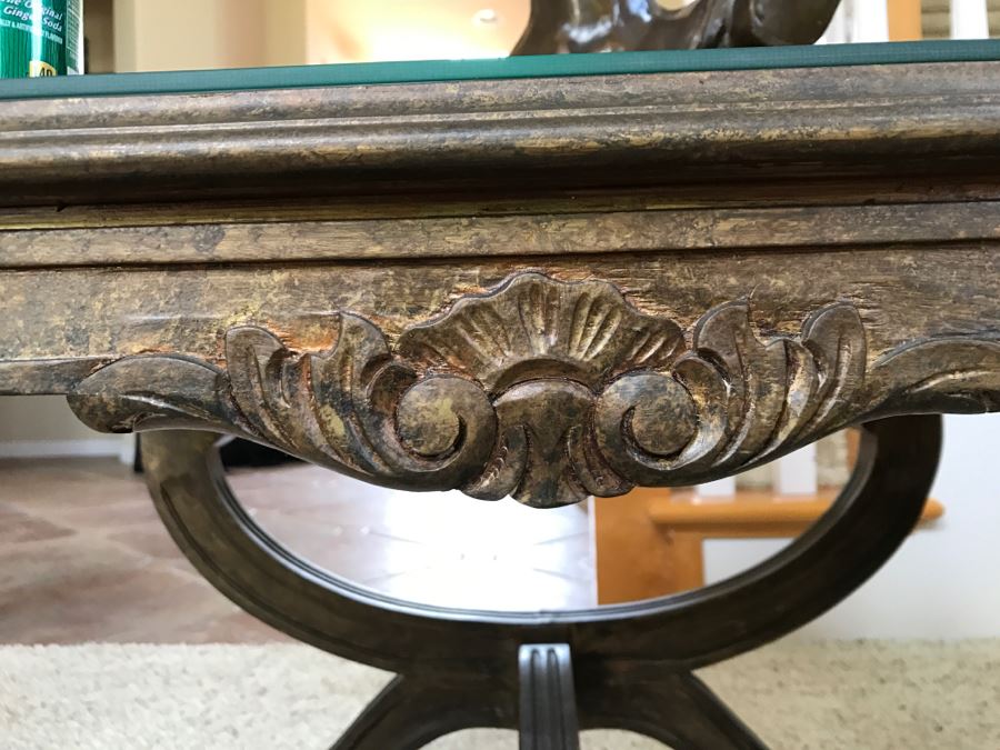 Wood Art Creations Side Table Finish By Gordon Tulsa, OK With Glass Top 25'W X 19'D X 17'H [Photo 6]