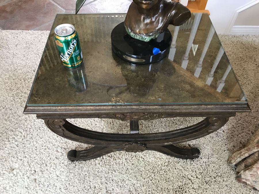 Wood Art Creations Side Table Finish By Gordon Tulsa, OK With Glass Top 25'W X 19'D X 17'H [Photo 11]