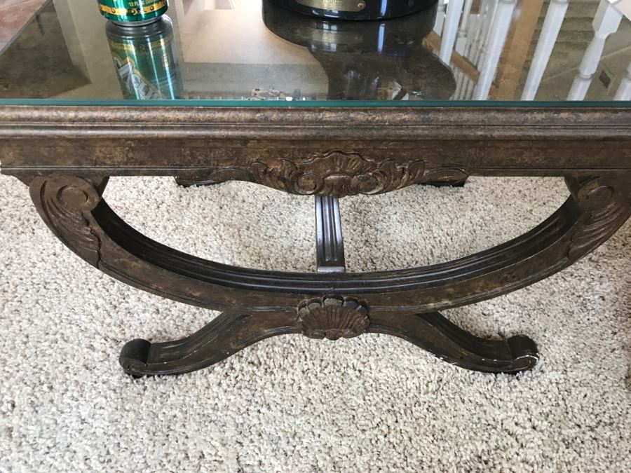 Wood Art Creations Side Table Finish By Gordon Tulsa, OK With Glass Top 25'W X 19'D X 17'H [Photo 12]