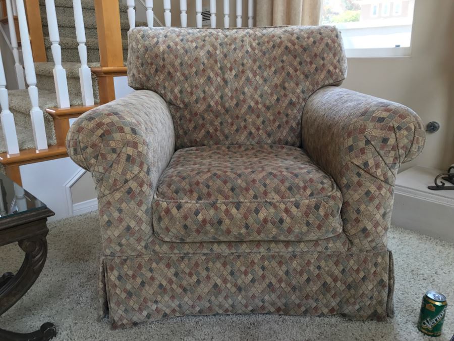 Upholstered Designer Armchair Light Brown Diamond Pattern 42'W X 38'D X 37'H [Photo 3]