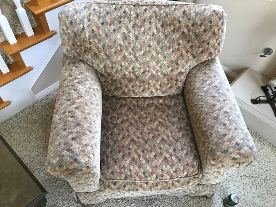 Upholstered Designer Armchair Light Brown Diamond Pattern 42'W X 38'D X 37'H [Photo 6]